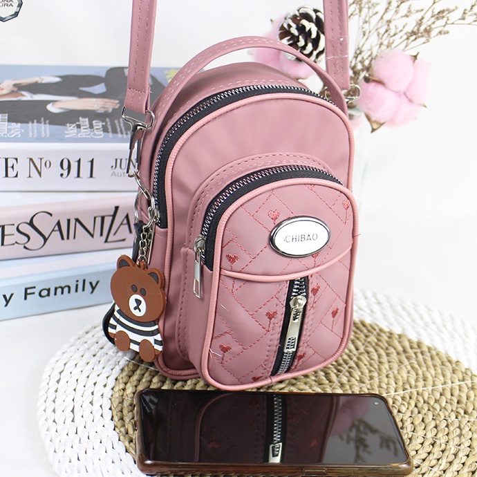 ➞✧✴ Luna Aura Tas Ransel Mini Wanita 3in1 Parasut Nilon Bordir Slingbag Wanita Kekinian Tas Slempang