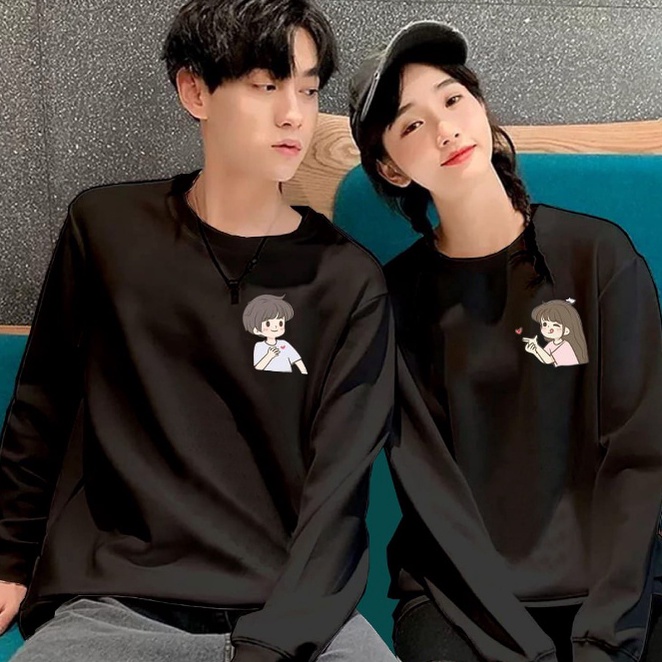 Terlaris KAOS LENGAN PANJANG COUPLE TRENDY - BAJU PASANGAN DISTRO TERLARIS - CREWNECK DISTRO COUPLE 
