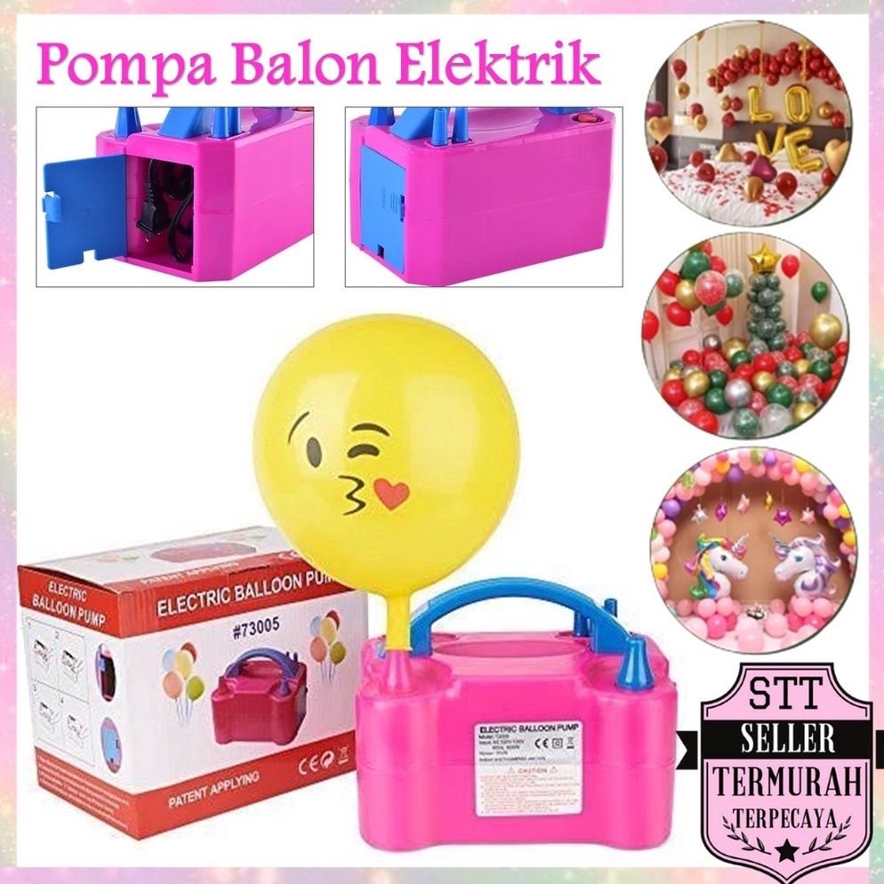 TERBARU STT Pompa Balon Elektrik Listrik 2 Lubang Electric Balloon Pump Pompa Angin 2 IN 1 Vacum And