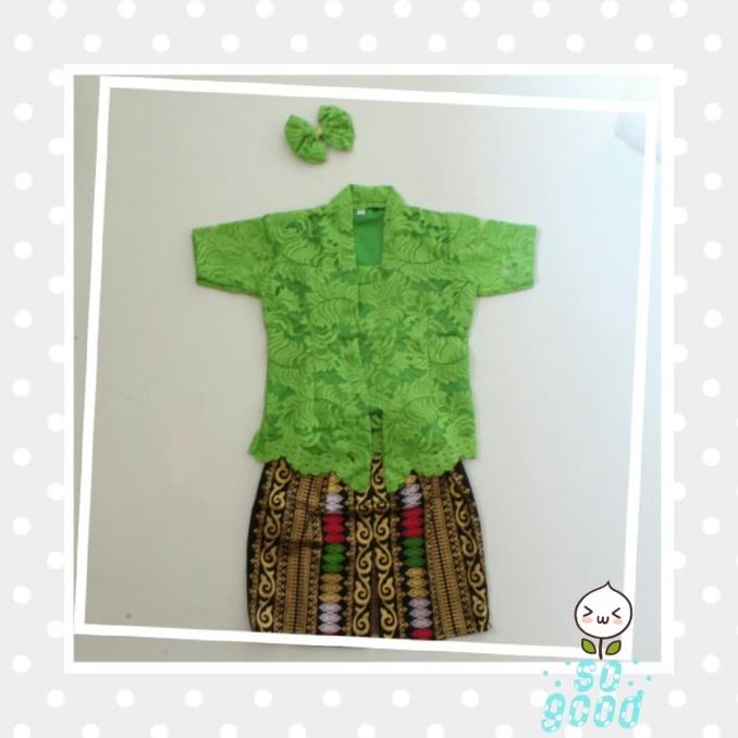 setelan kebaya anak brukat sofia ori hijau daun