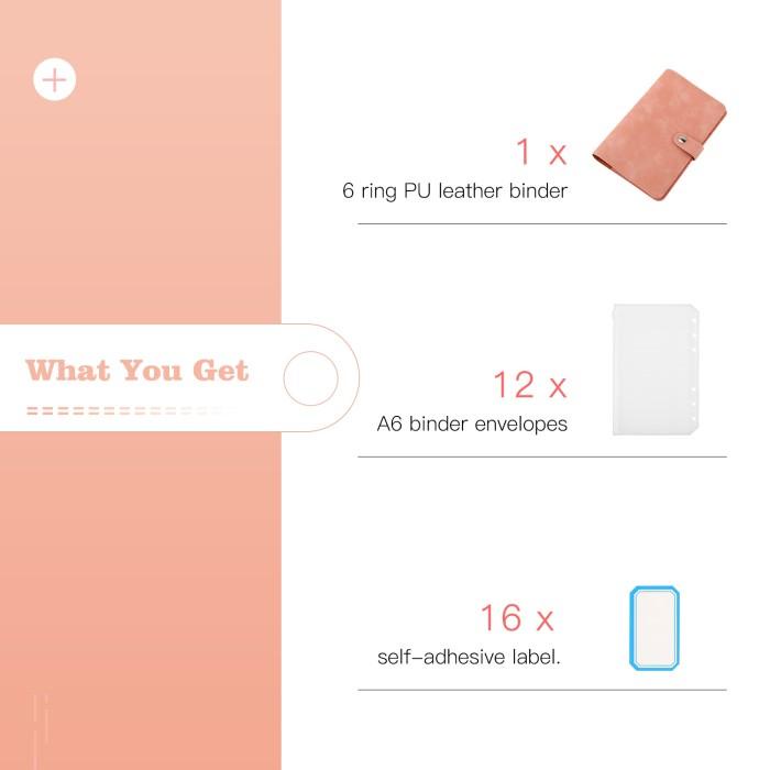 

1 Set Binder Budget Planner A6 Cash Envelope Binder Pu Leather