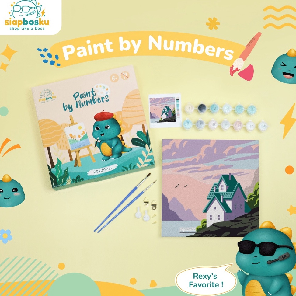 

DISCOUNT⚡ PAINT BY NUMBER 20x20 CM AESTHETIC LANDSCAPE KANVAS PAINTING KIT WITH FRAME SIAP LUKIS
