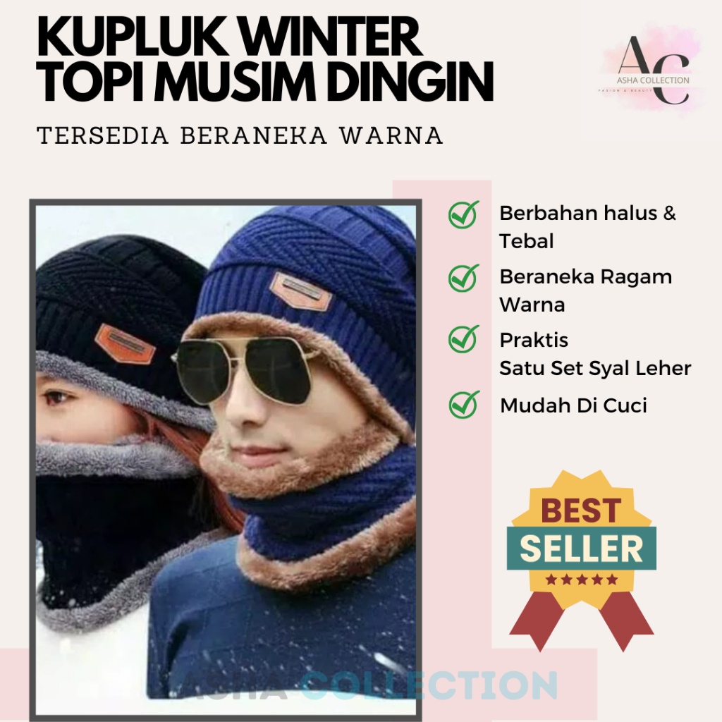 Kupluk Musim Dingin Tebal Wanita & Pria Kupluk Winter Tebal Qualitas Topi Beanie Musim Dingin Topi