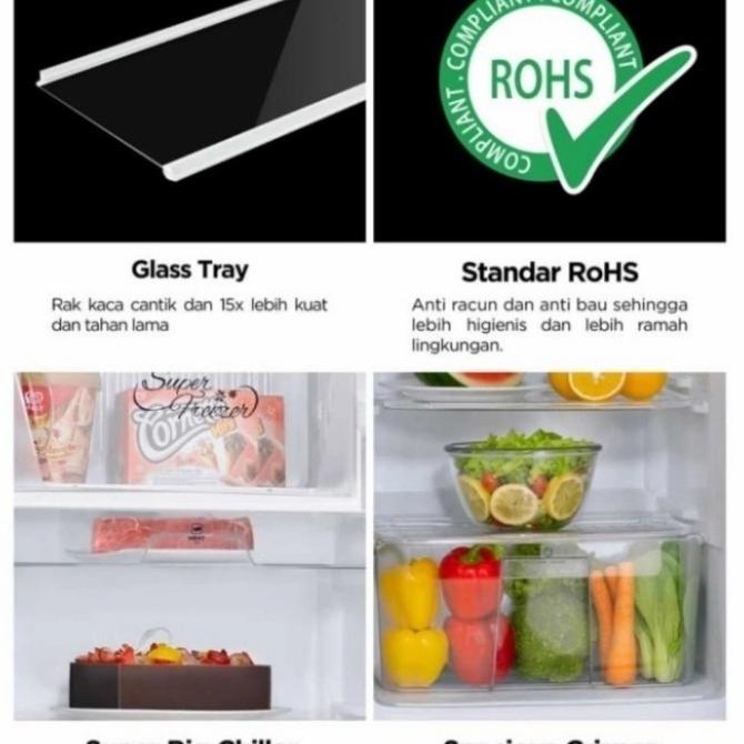 KULKAS SANKEN 2 PINTU SK-G232A-BK Kapasitas 230 Liter - PINTU KACA