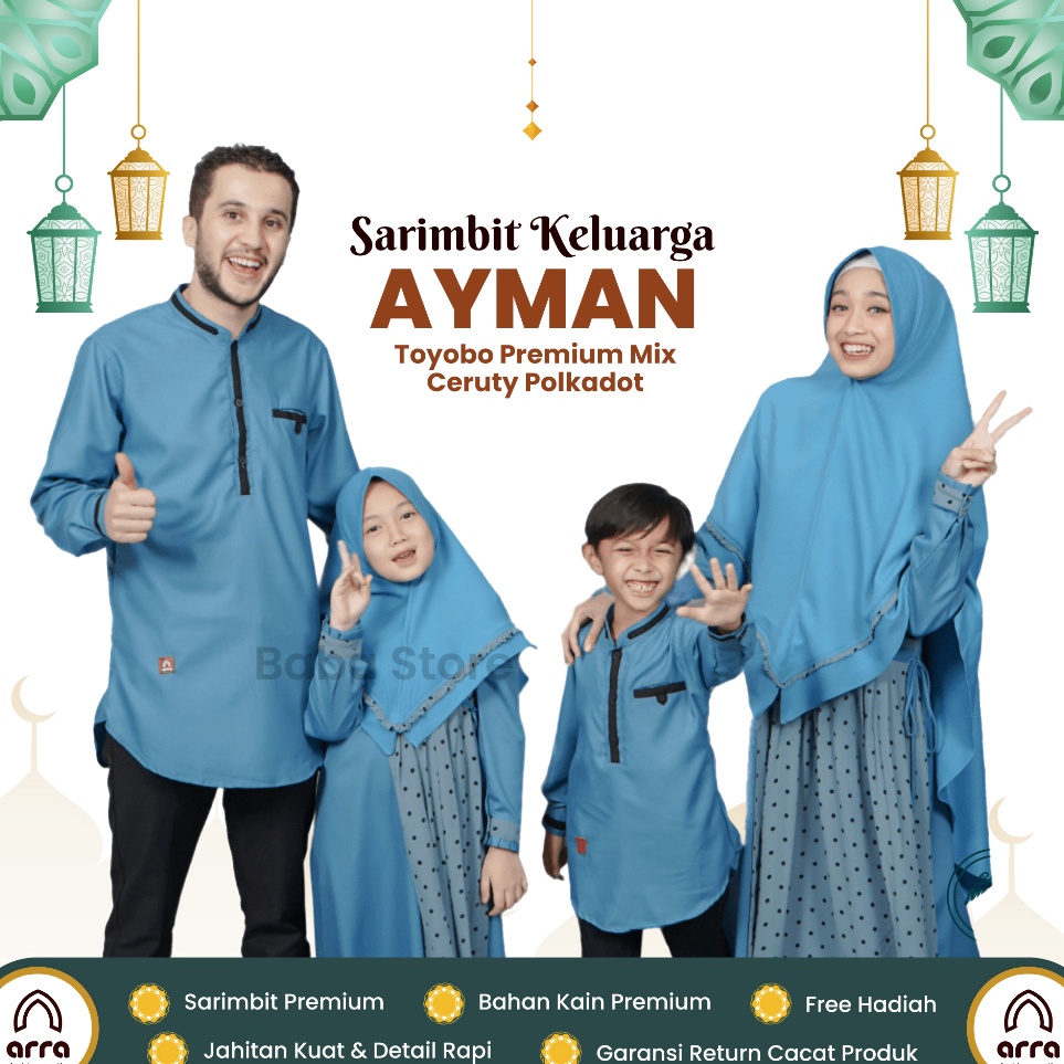 Proses sekarangA5m0L Sarimbit Keluarga 2023 Lebaran Premium Series Ayman Biru Laut By Arra - Baju Co