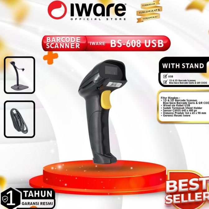 *#*#*#*#] Barcode Scanner 2D Iware BS-608 USB With Stand QRcode
