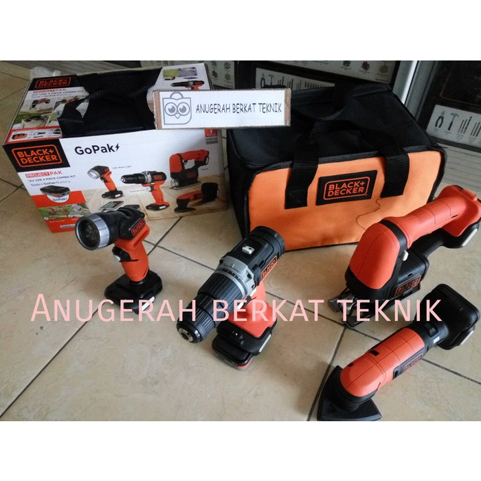 Paket Kombo Cordless Black Decker Bor Jigsaw Amplas Sander Gopak Mesin