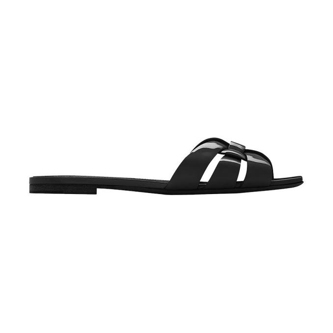 Big Sale Saint Laurent Sandal Tribute 0,5Cm Patent Black Terbaik