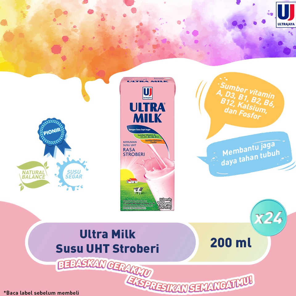 

DISCOUNT TODAY Ultra Milk Susu UHT Stroberi 200ml [Paket isi 24pcs]