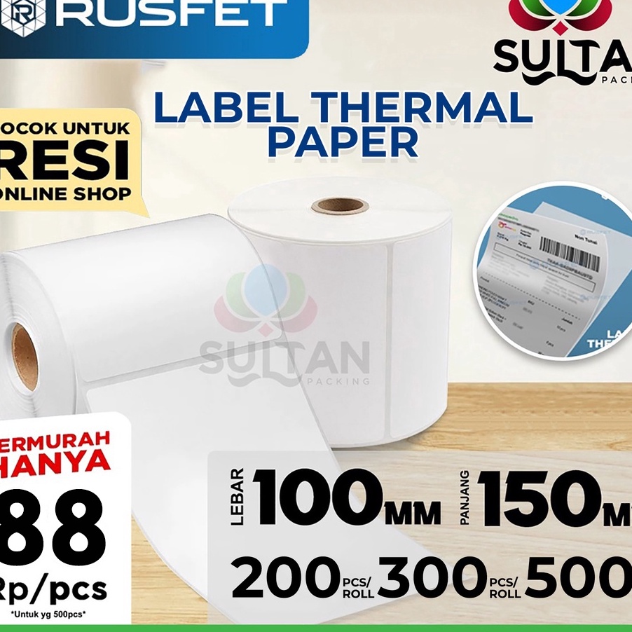 

XHMZ7616 Terlaris Label Kertas Sticker Thermal Rusfet Resi Paper stiker printer barcode POS onlineshop