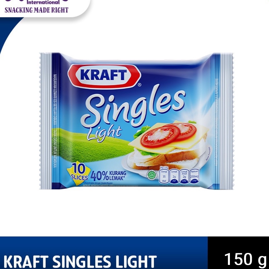 

←➲❊✩ Kraft Keju Cheddar Singles Light 10 Slice 150g Untuk Burger dan Camilan Stock Banyak