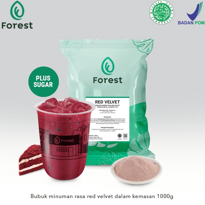 

CUCI GUDANG Bubuk Minuman RED VELVET Powder 1000g PLUS GULA - Forest Bubble Drink