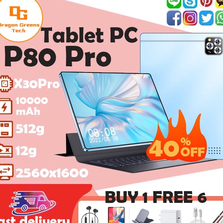 Stock Banyak 2023 galaxy tab P80 pro baru 5G 12 GB + 512 GB Android tablet pembelajaran terlaris 11.