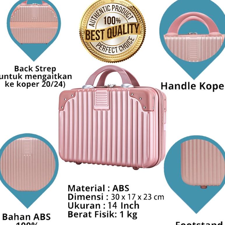 Ready Jzr Abs + Pc Koper Makeup Mini 14 Inch Koper Kecil Untuk Travel Dan Kosmetik Kecil Anti Gores 