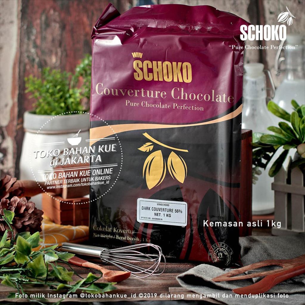 

Schoko Dark Chocolate Couverture 56% 250Gr Repa Cokelat Blok Baking
