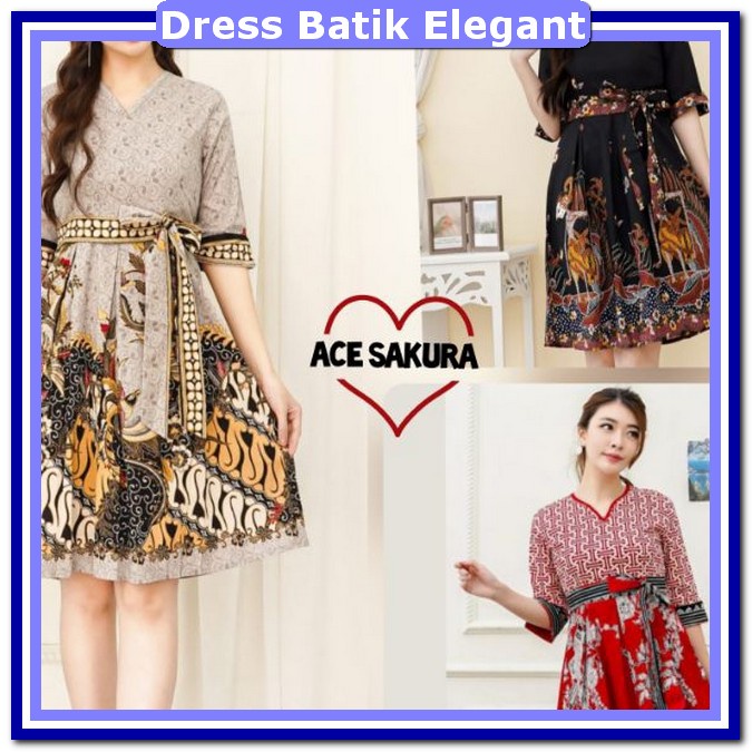 Dress Wanita Kondangan Elegan Tunik Korean Style Dreas Baju Batik Modern Anak Perempuan Remaja Motif