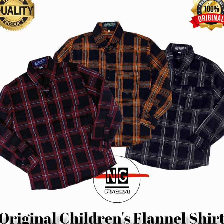JJBG5535 【FSASH SALE】 Kemeja Flanel Anak Laki Laki  Perampuan Usia 1-11 Tahun Ori Lengan Panjang Kem