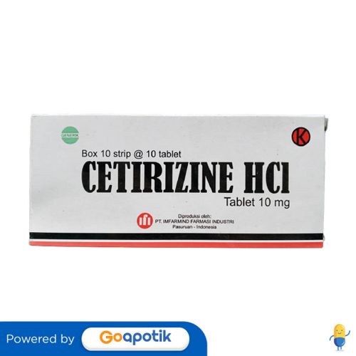 CETIRIZINE HYDROCHLORIDE IMFARMIND 10 MG BOX 100 TABLET