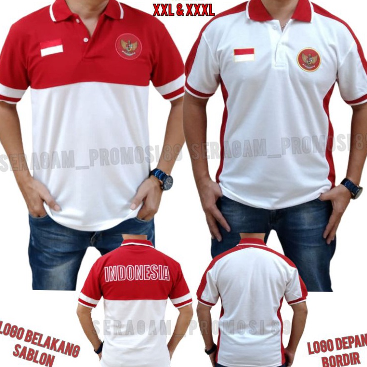 Jual Kaos kerah merah putih INDONESIA / Kaos kerah 17 agustus INDONESIA / ✾✱