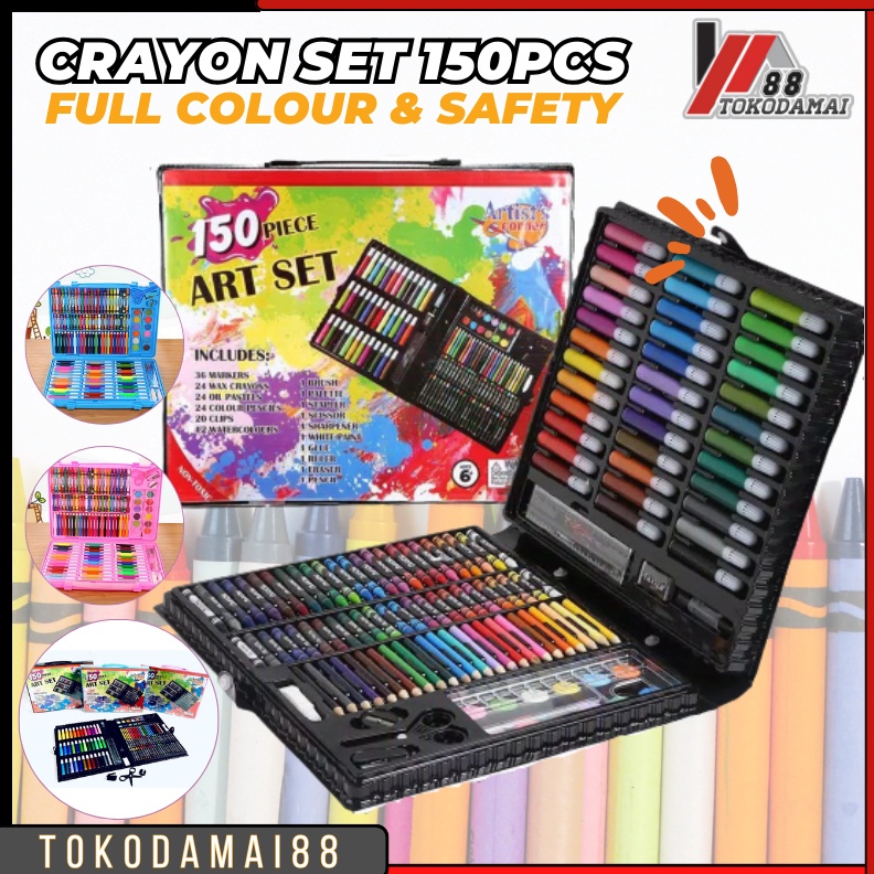 

SERBA MURAH PENSIL WARNA 150PCS - ALAT TULIS SET CRAYON COLOURING SET 150PCS ART