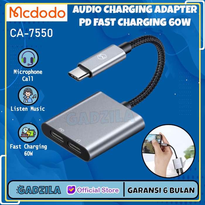 MCDODO CA-7550 AUDIO ADAPTER TYPE C TO TYPE C CHARGING + AUDIO + CALL