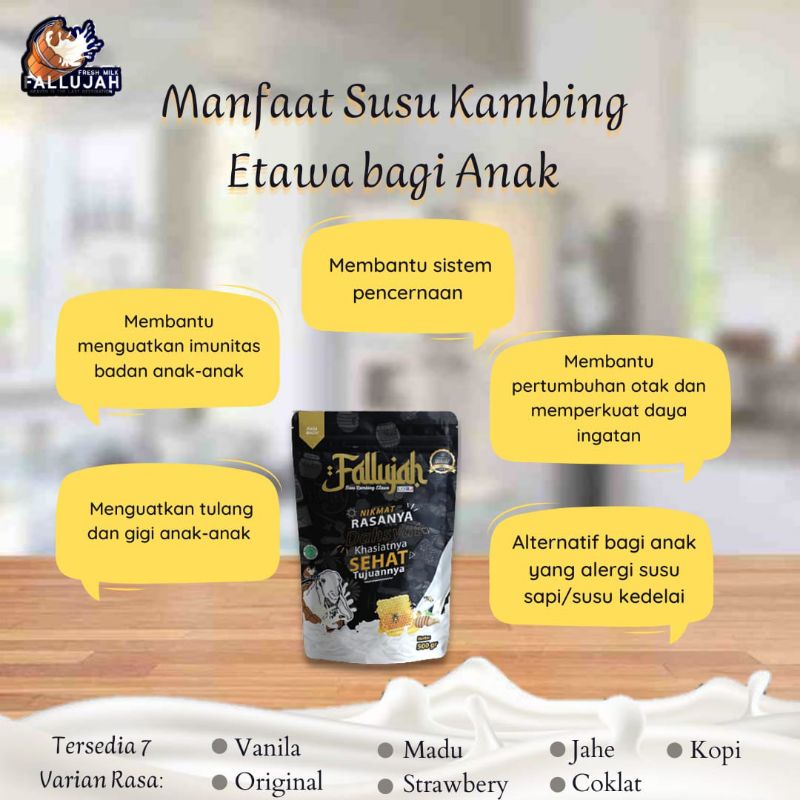 

Fallujah Susu Kambing Etawa 1Kg