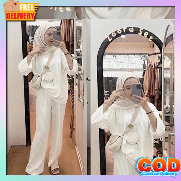 Satu Set Baju Wanita One Set Baju Dan Celana Outfit Setelan Baju 1 Set Remaja Korean Style Satu Stel