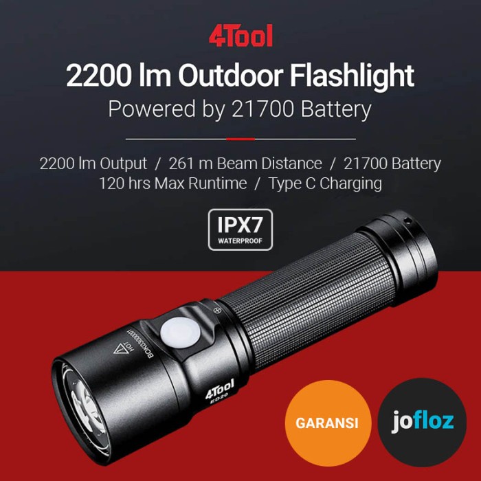 NEXTOOL 4TOOL ED20 SENTER LED 2200LM 261M USB TYPE C RECHARGE +BATERAI