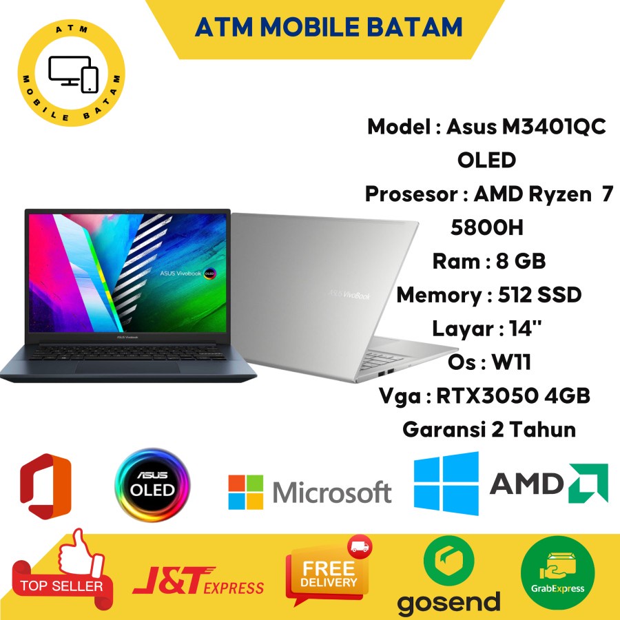 ASUS M3401QC RYZEN 7 5800H 8/512GB 14" W11 RTX3050 4GB