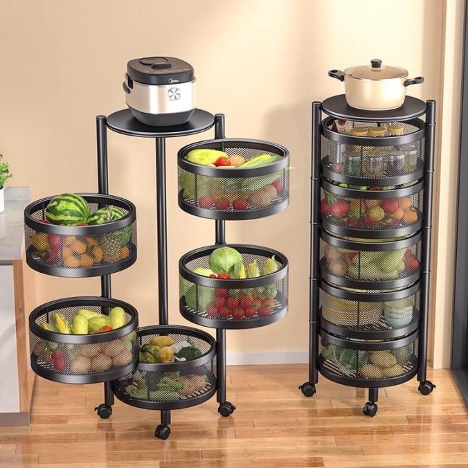 ] SHENAR Rak Troli Susun Berputar 360 Derajat Besi Dapur Serbaguna Kokoh