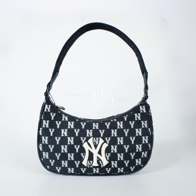 Terbaru Mlb Ny Yankees Monogram New Hobo Bag Black/White 100% Original