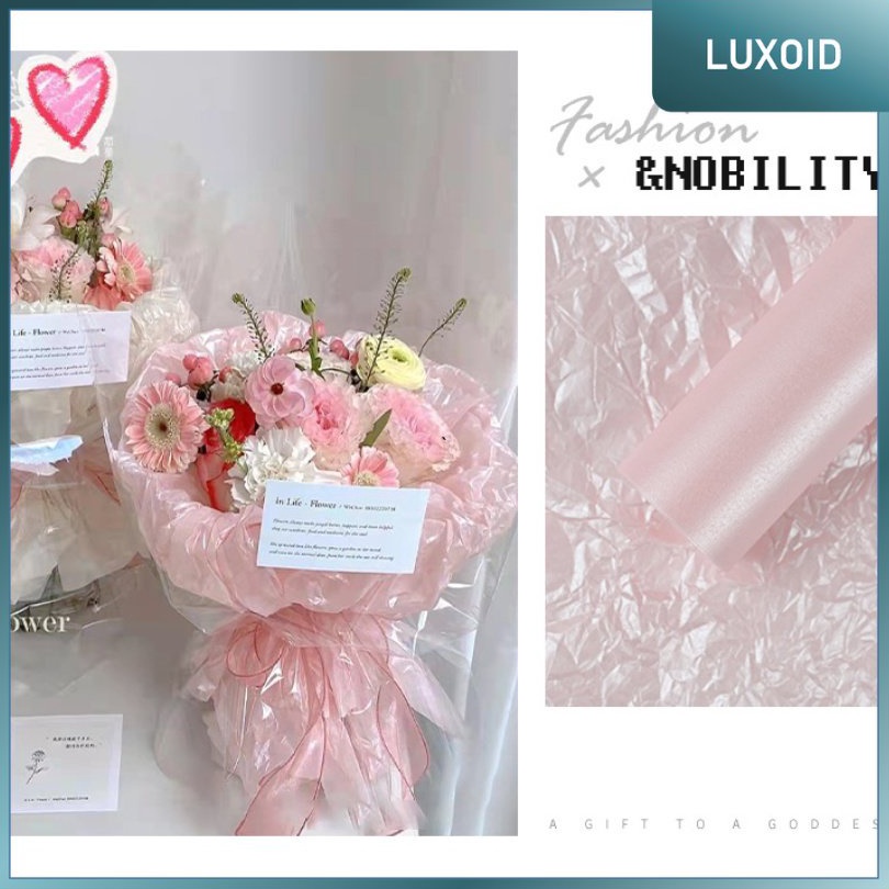 

LUXOID - (5 LEMBAR) - FL1 PEARLESCENT Kertas Bunga Buket Waterproof Color / Kertas Buket Bunga Florist Cellophane ↓COD