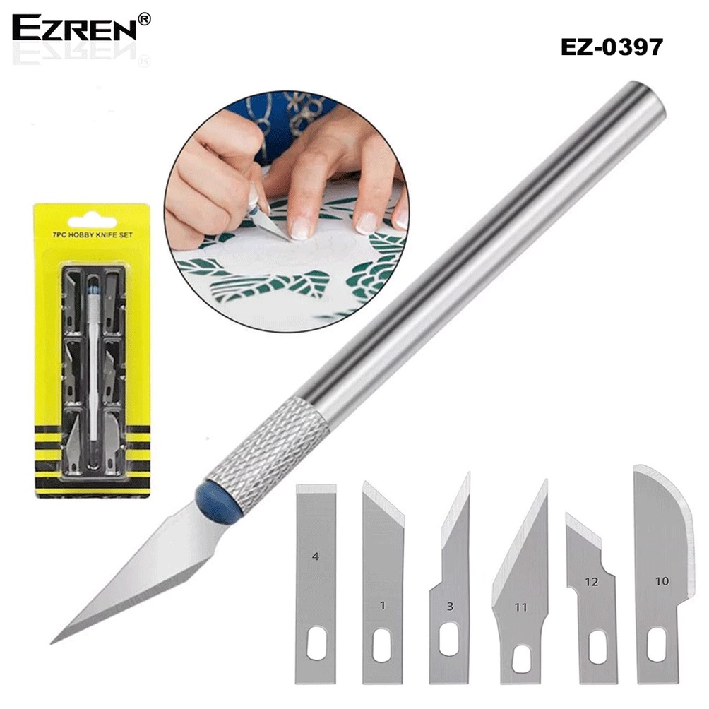 

Star Ezren EZ-0397 Hobby knife Set ( Pisau Acrylic Set ) 7 in 1 Pisau Ic