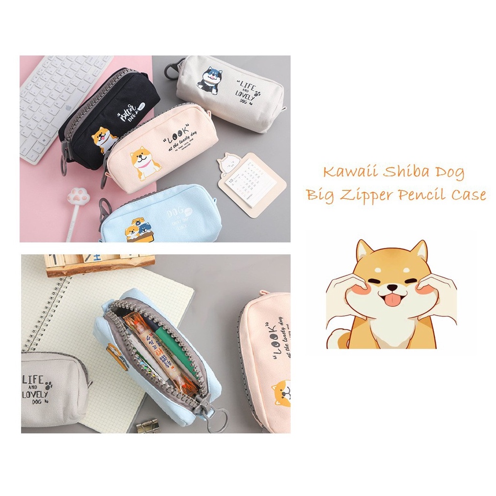 

DISCOUNT⚡ Ennwen TP0046 Kawaii Shiba Dog Big Zipper Large Pencil Case / Tempat Pensil