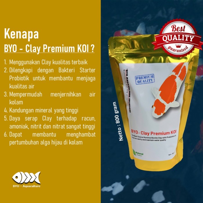 Clay Premium - Penjernih Kolam Koi Bakteri Probiotik Starter Clay Koi