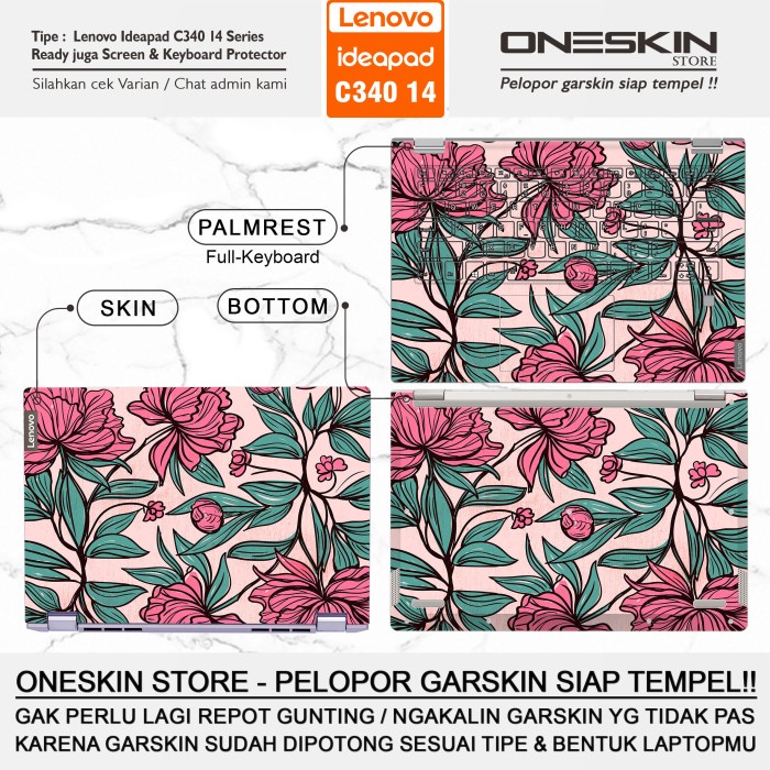 Garskin Stiker Laptop Lenovo IdeaPad C340-14 Bening Gambar Full Body