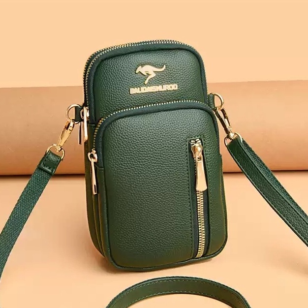 Honey Bag - Tas Selempang Wanita Tas 3 Ruang Resleting Tas Kulit Wanita Tas HP Tas Dompet