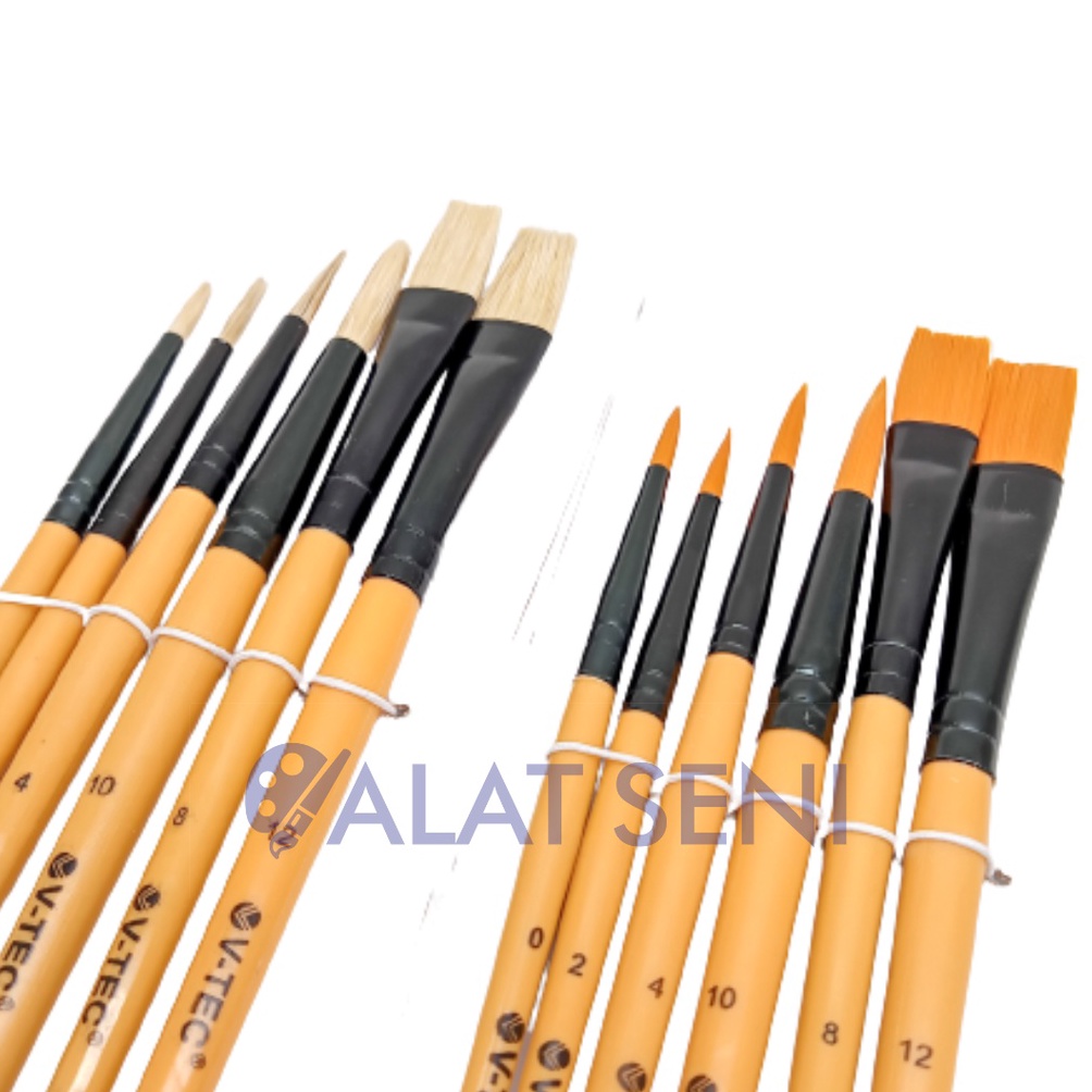

66 V-TEC ARTIST BRUSH / KUAS LUKIS SET V TEC / KUAS LUKIS CAT AKRILIK / PAINT BRUSH ACRYLIC ROUND FLAT Laris ∇