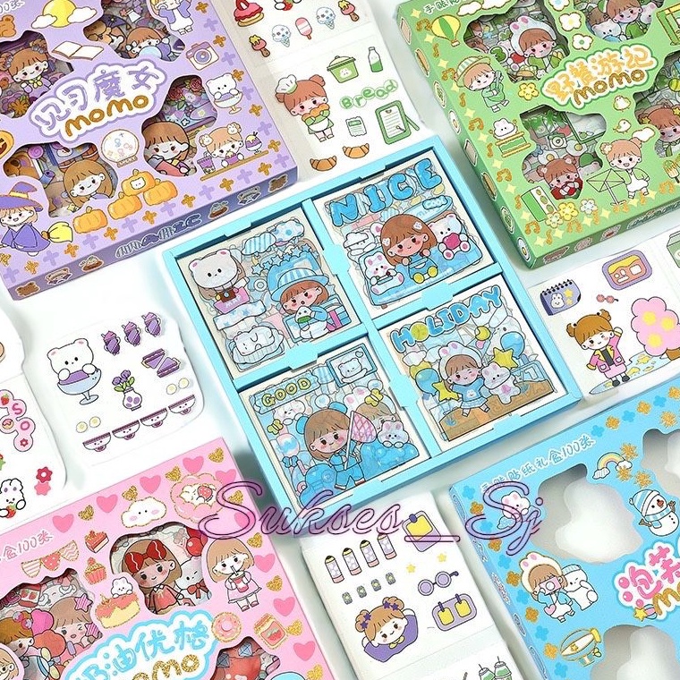 

Sticker Waterproof Sticker Momo Dapat Box Isi 100 Lembar Ready )V ♪
