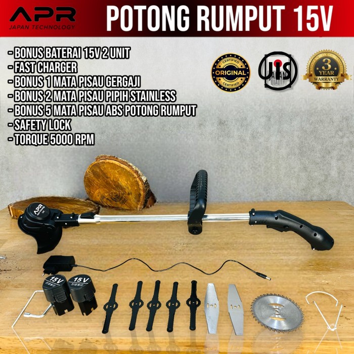 Terlaris Mesin Potong Rumput Cordless Apr Japan 13V 2 Baterai Fullset Japan