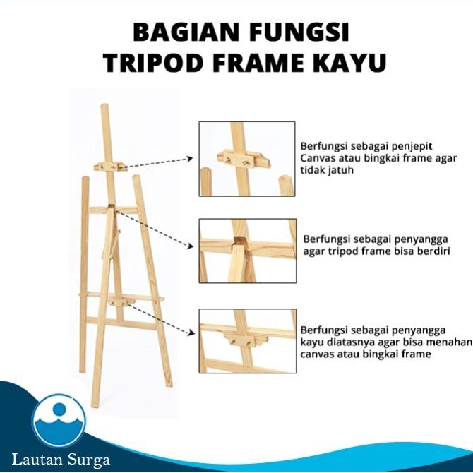 

Alat Stand Tripod / Wooden Easel Tripod Kayu Stand Lukis, Bingkai Foto Baru|Kode 1122