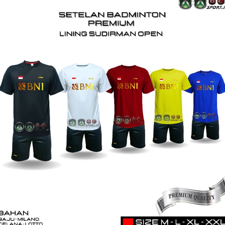 MENARIK SPL-01 SET LN SUDIRMAN PREMIUM❗SETELAN BADMINTON PREMIUM LINING DEWASA LENGAN SABLON DTF SET