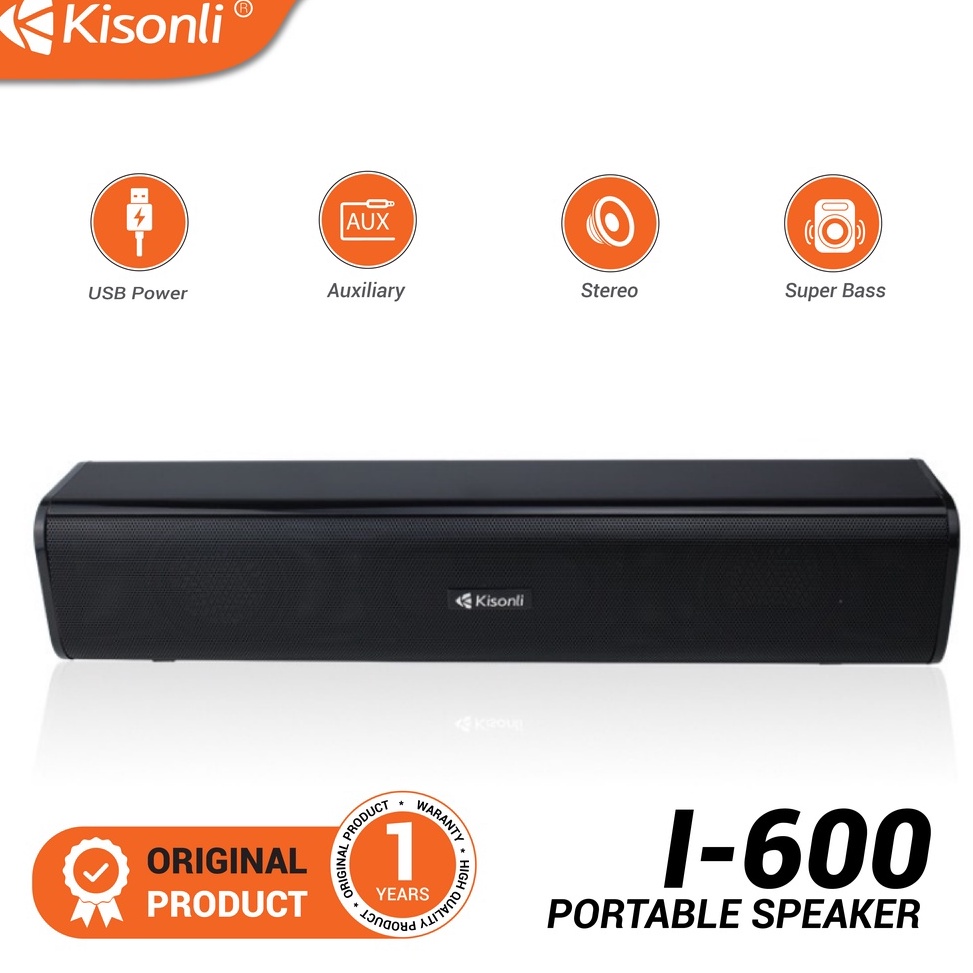 TERPERCAYA KISONLI Speaker Gaming Komputer Laptop I600 Design Long Strip With Volume Control