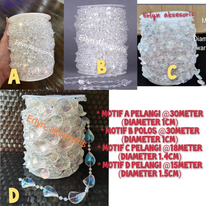 

TIRAI KRISTAL MANIK BENANG DEKORASI PER ROLL 30M