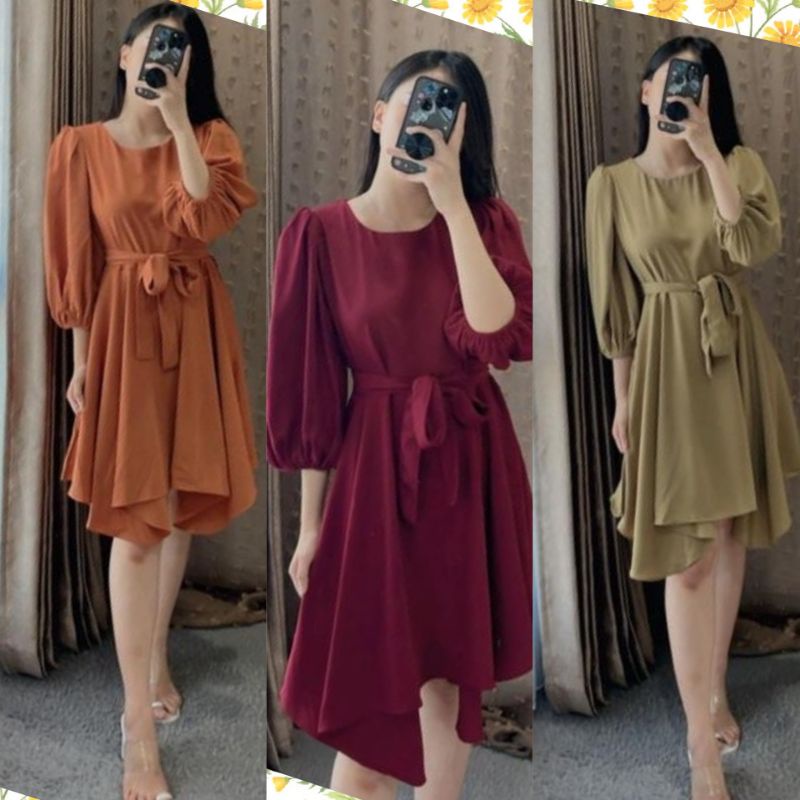Dress Wanita Terbaru 2023 Korean Style Viral Kondangan Elegan Pakaian Cewek Gaon Penyanyi Outfit Ker