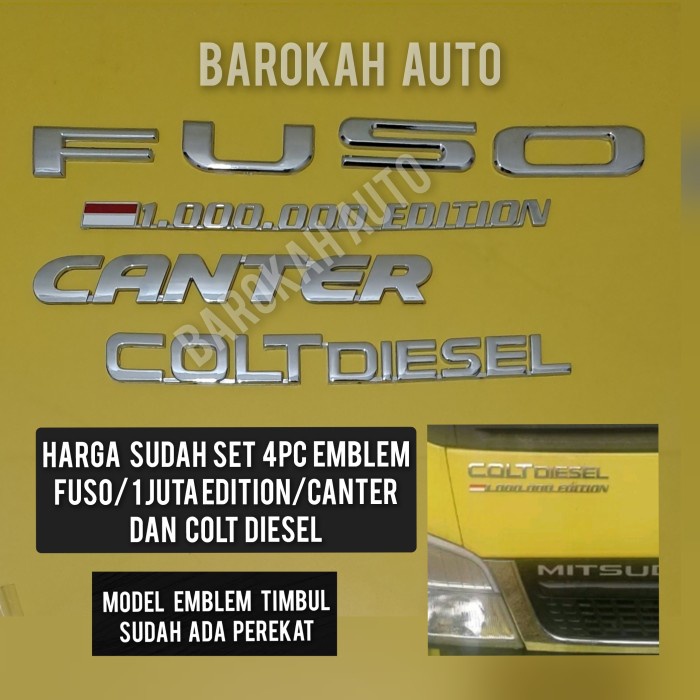 ✅Sale Logo Mobil Emblem Set Fuso 1 Juta Edition Canter Colt Diesel Harga 4Pc Diskon