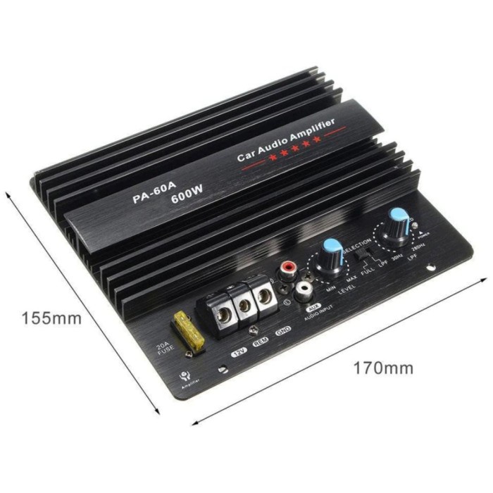 NEW NEW KIT POWER AMPLI MOBIL BASS SUBWOOFER 600W 4 OHM MONO 12V DC PA-60A ORIGINAL TERBARU