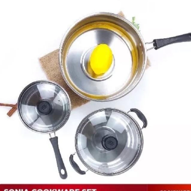 Bmw 3In1 Sonia Cookware Set - Panci Set Serbaguna