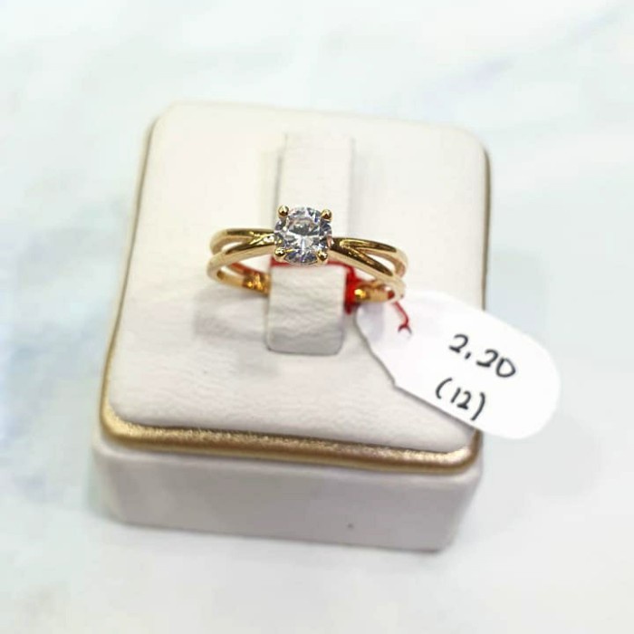 ✨Termurah Cincin Mas Kuning 70 Bentuk Solitare Berat 2.20Gram Uk 12 Diskon