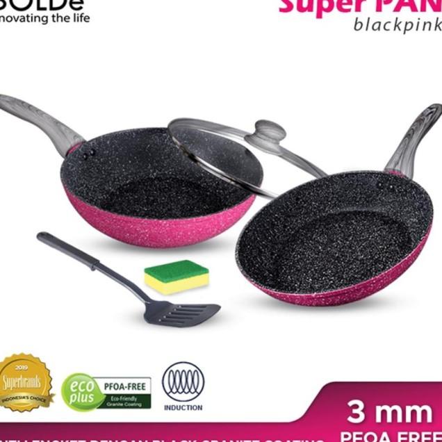 Bolde Super Pan Set Black Pink Granite Series - 5 Pcs Set Panci
